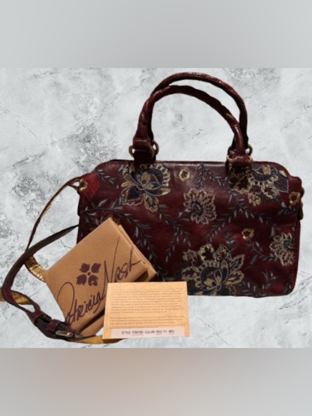 Patricia Nash Angelin Provencal Escape LE Embroidered Satchel P203183 (Red)- EUC